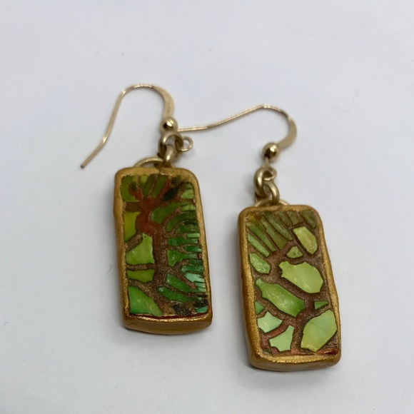 Polymer Clay Crackle effect  Hand Formed Earrings - Picture 1 of 2